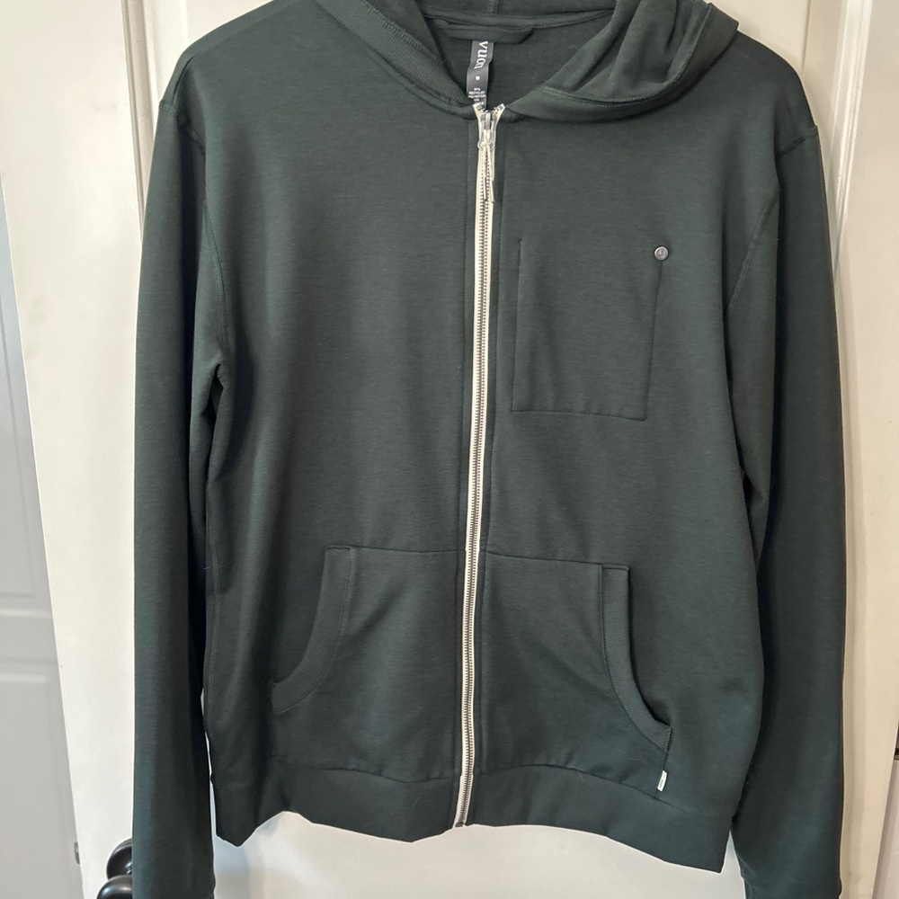 Vuori Coronado Full-Zip Hoodie in Deep Olive/Aspen Heather - like new condition